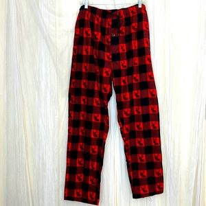 ⭐️ North 15 fleece reindeer red & black plaid warm comfy PJs loungewear 36W